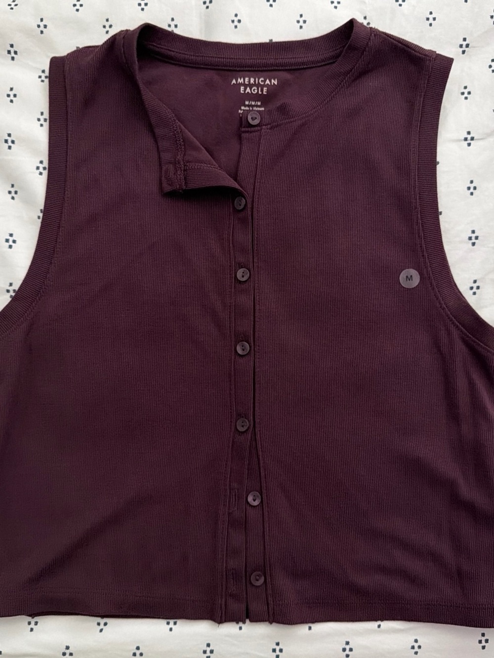 American Eagle Plum Ribbed Button-Up Tank